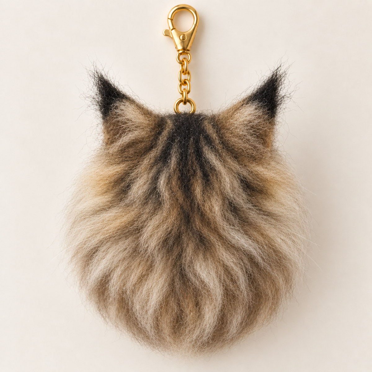 Needle-felted wool pet keepsake charm, back of the charm and the clasp