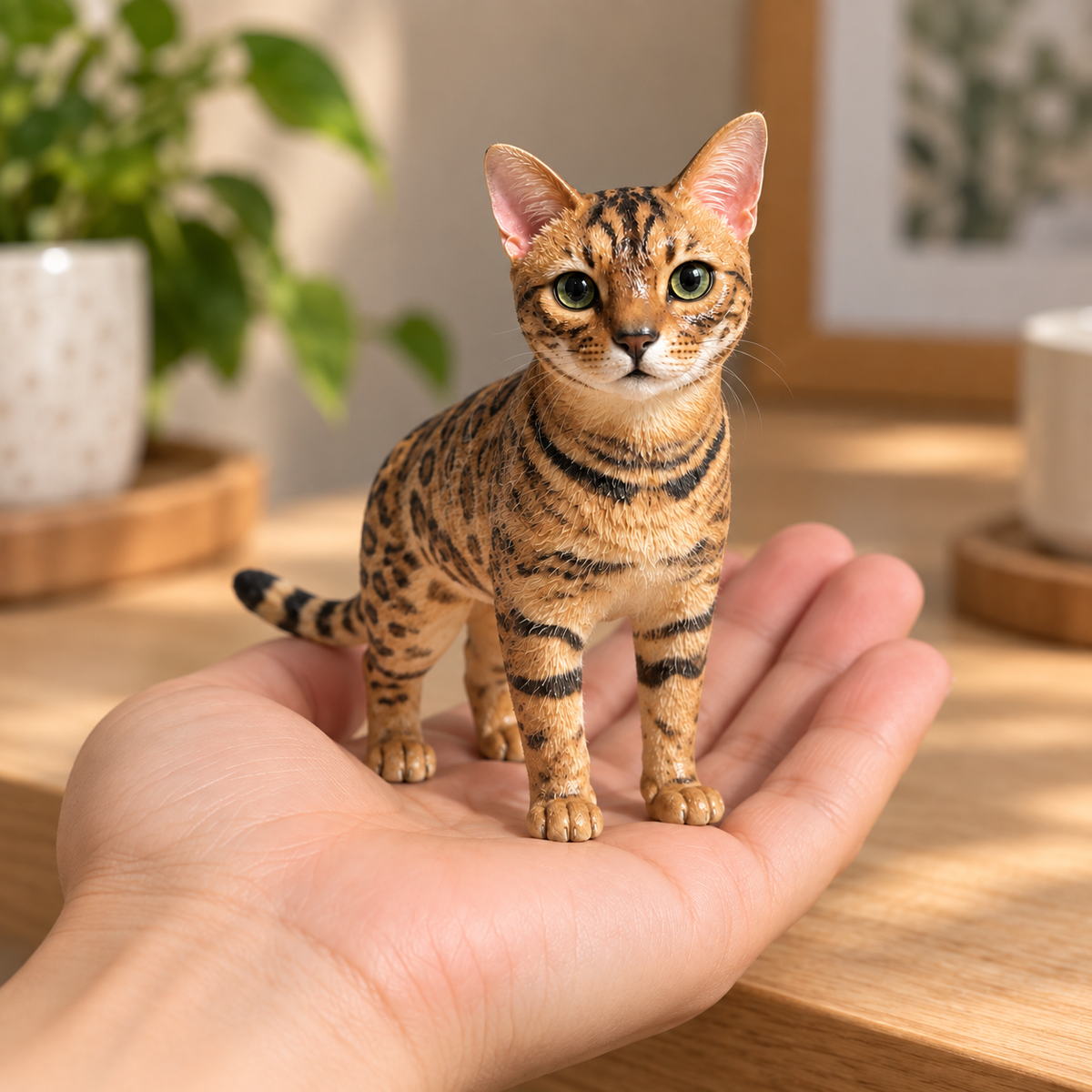 Hand-painted printed pet figure, held in one hand for scale