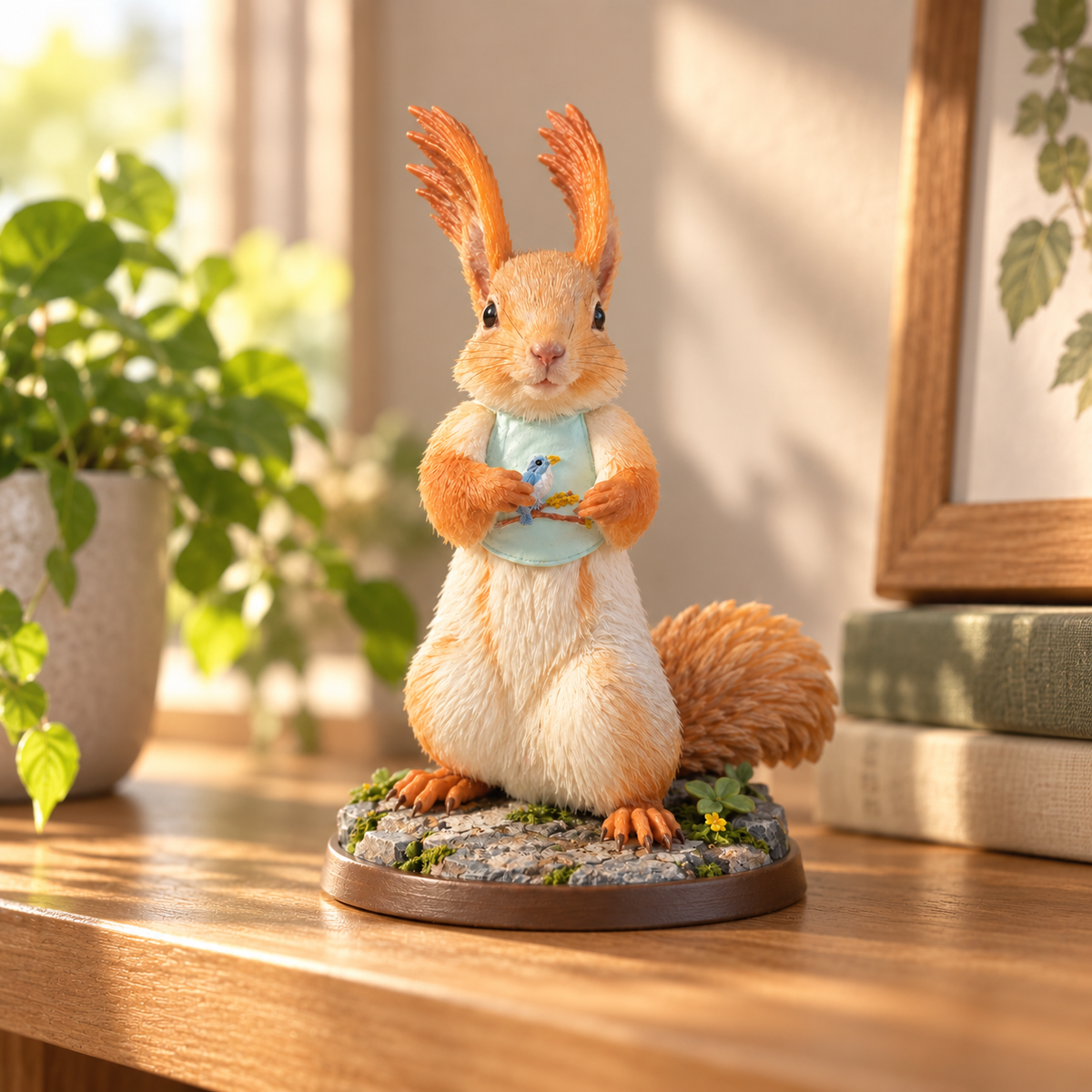 Hand-painted printed pet figure, on a shelf at home