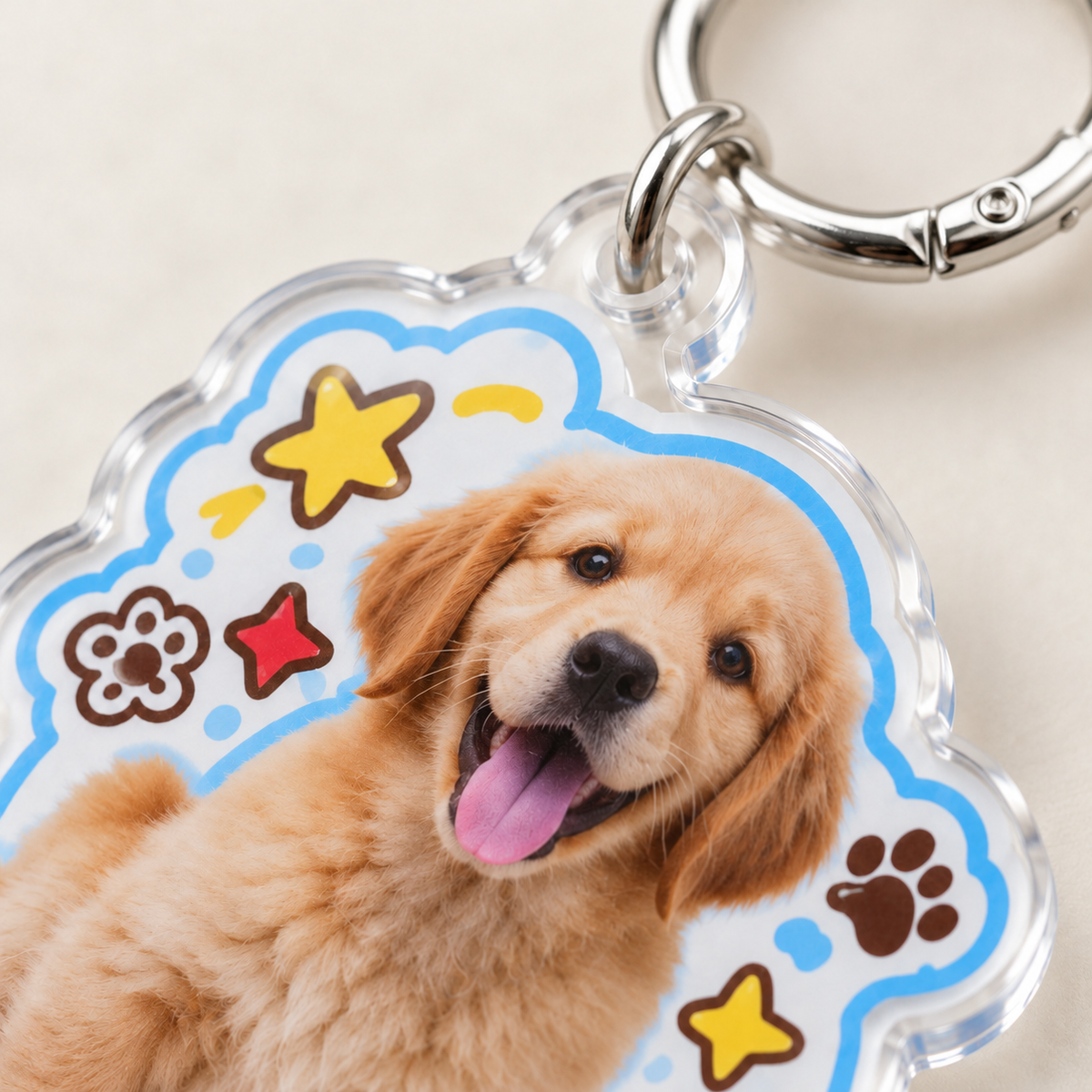 Acrylic Pet Photo Keychain — close-up of the print