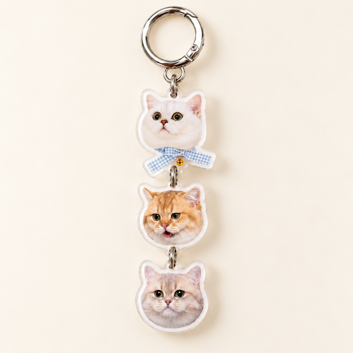 Multi-Pet Head Charm Keychain — single strand