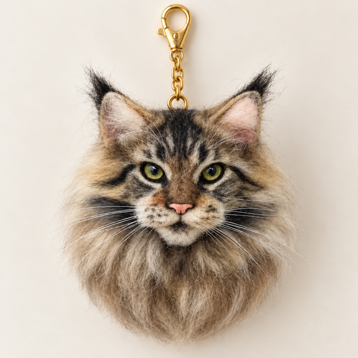 Felted pet keepsake charm with a gold clasp