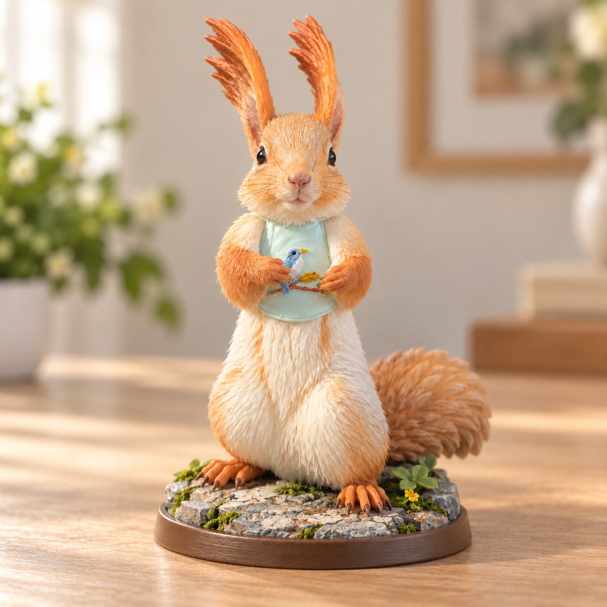 Printed small pet figure on an oak base