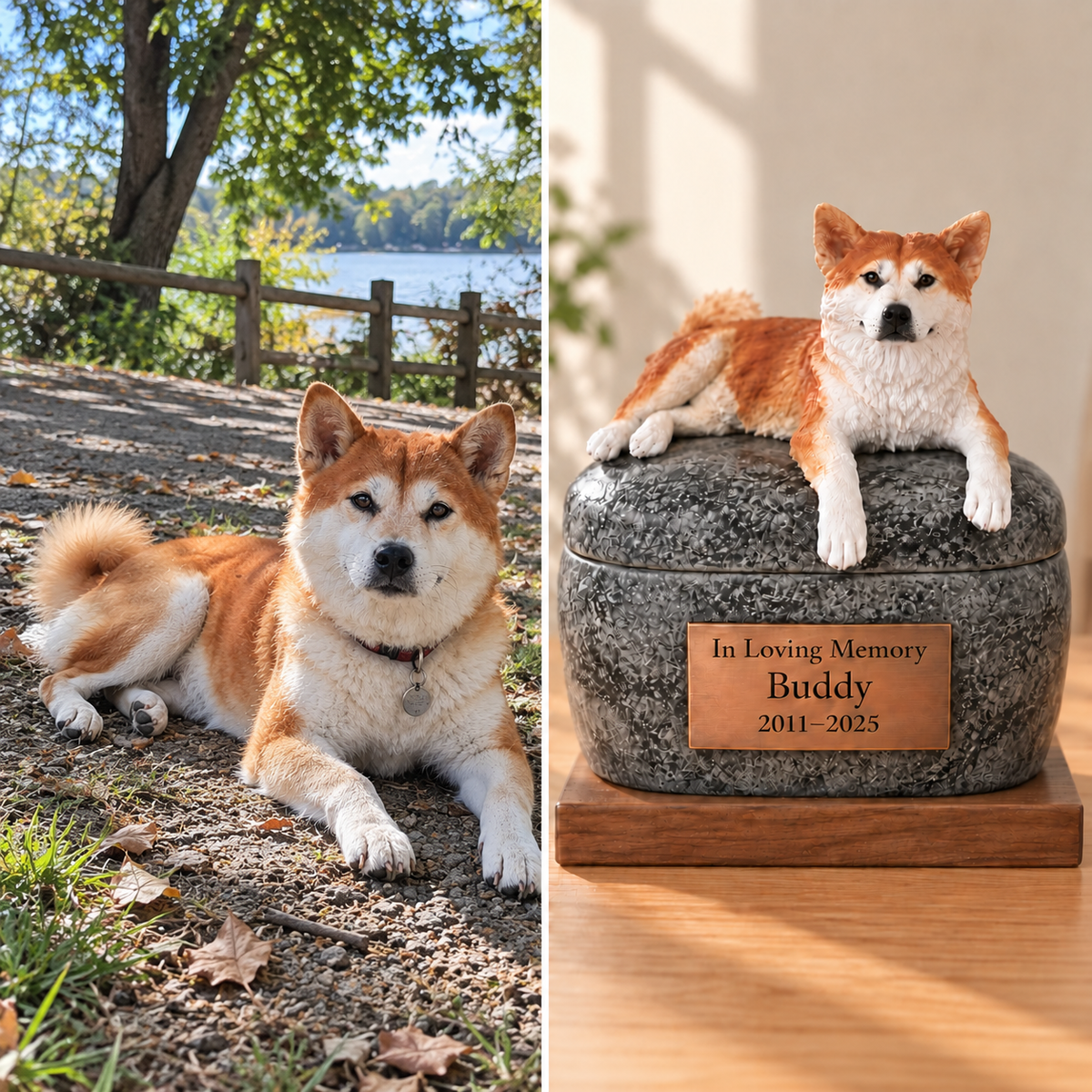 Pet figure keepsake urn, the pet's reference photo